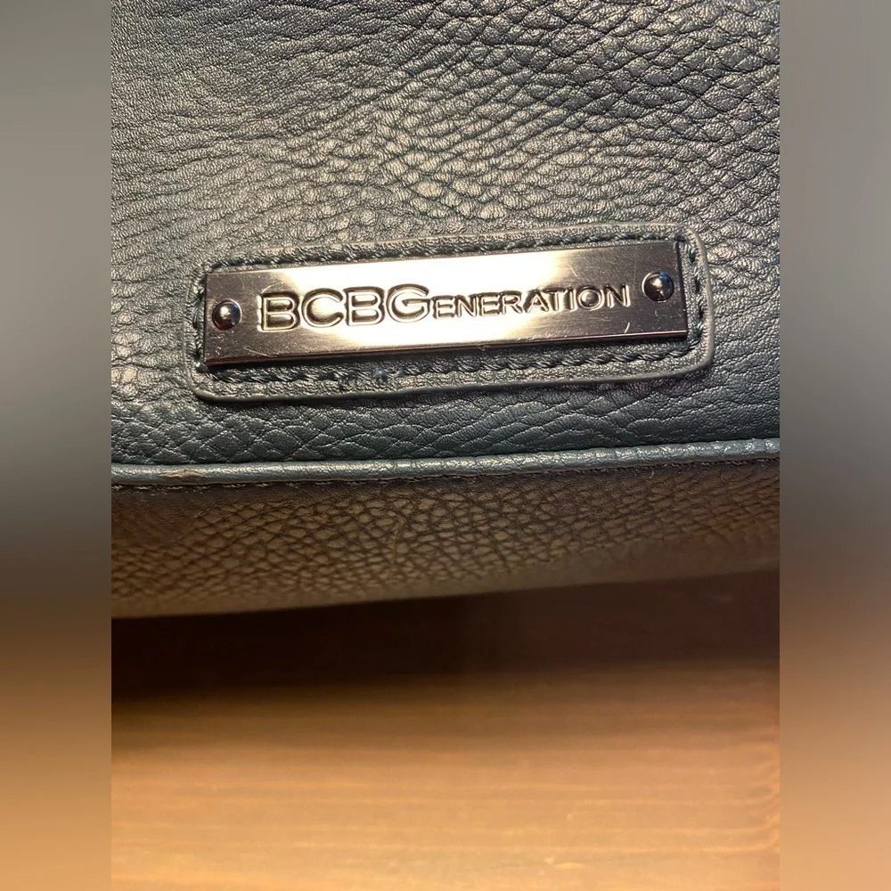 BCBGeneration Mini Duffel Bag Satchel Crossbody Green Grey Multi Pocket
